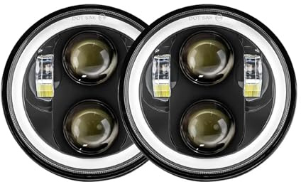 SQOFJDF Fari Moto Proiettore Faro A LED da 5,75 Pollici da 2 Pezzi per Triumph per Rocket III 3 per Speed ​​Triple per Street Triple, Faro da 5 3/4. Fari Moto LED(40W Halo Black)