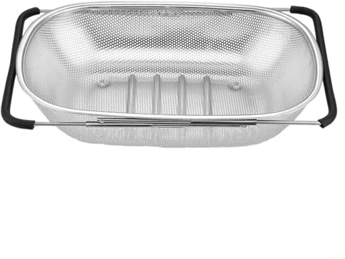 HomeVortex Passoire extensible en acier inoxydable de 6 litres, grande capacité avec poignées extensibles pour cuisine, pâtes, légumes, fruits