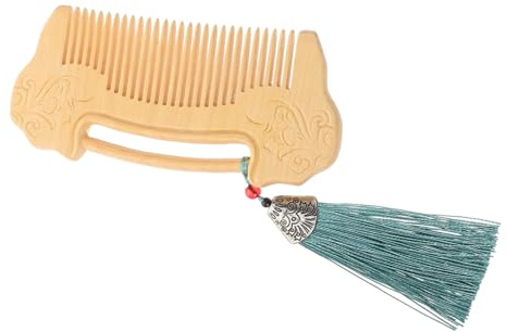 WRITWAA Boxwood Wide Tooth Wooden Comb Thicken Wooden Wide Tooth Comb with Intricately Carved Ruyi Lock Pattern Unique Design for Comfortable Scalp Massage and Promoting Hair Health