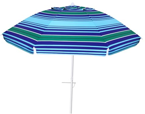 JOINPAYA Parasol de Plage Rayé avec Protection UV Upf et Mât Aluminium Rouille Ancre Sable Intégrée pour Jardin Plage et Pique
