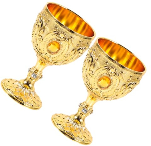 HIAKDOFT Coppa Di Liquore in Stile Europeo Retrò, Piccola Tazza Da Whisky in Vetro Resistente, Set Da 2 Pezzi Per Uso Domestico e Momenti Di Relax