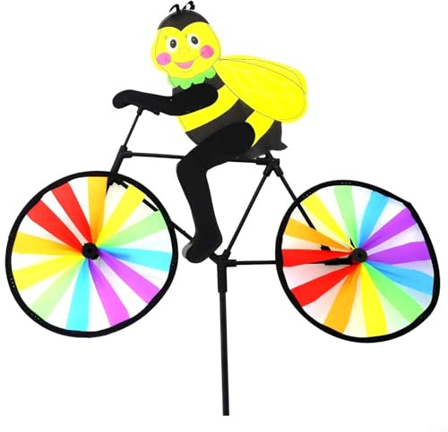 Garden Windmill Spinner 3D Bee Design for Outdoor Decoration Yard Ornament Balcony Viewing Camping Picnic Tent Decor Foldable Wind Spinner(1#)