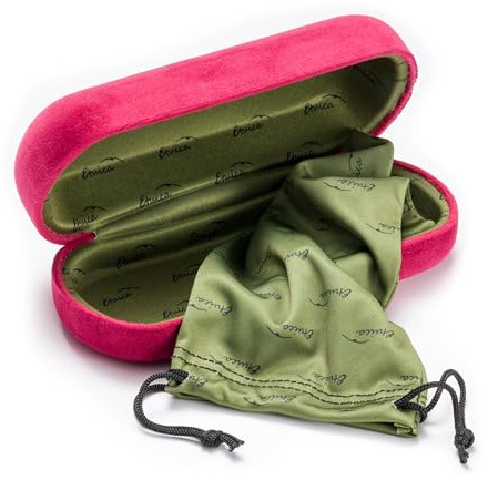 FEFI - Premium Hardcase Brillenetui – Stabiles, hochwertiges Etui mit weichem Samt-Bezug außen & wertigem Innenfutter – Perfekter Schutz für Lesebrillen, Sonnenbrillen & Sehbrillen (Pink)