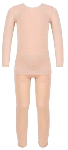 Raenseen Barn Flickor Termiskt Underklädes Set Kompressions Underlager Långärmade Toppar Med Tights Balett Danskläder Naken B 7-8 år