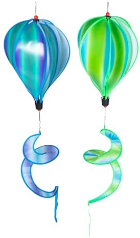FUTUREORYY 2 pièces Moulin Vent Montgolfière Coloré Résistant à Usure Décoration Suspendue pour Jardin Extérieur Patio Balcon