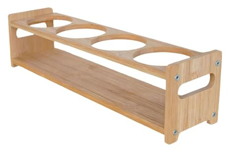 MotiveTech Wooden Oil Bottle Organizer Rack, 4-Hole Cruet Holder for Office, Desk, And Cabinet.
