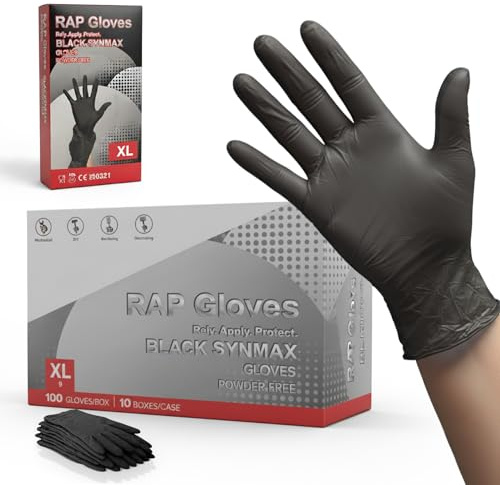 Disposable Vinyl Gloves – Black Medical Exam & Cleaning Gloves | Bulk XL 1000 Pack Latex-Free, Powder-Free Disposable Gloves for Kitchen, Industrial & Hospital Use