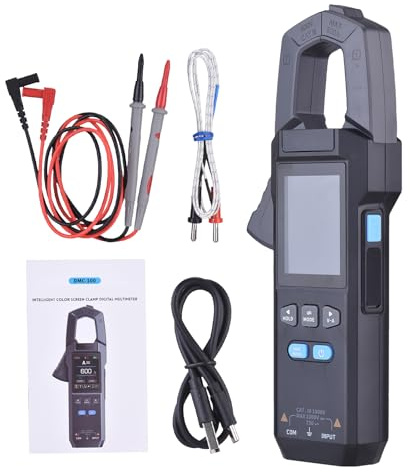 SEAFRONT True RMS Clamp Meter 9999 Counts Digital Multimeter för AC DC Spänning Strömtestare med Temperatursond Mäter Kapacitans Diodresistans (DMC-100)