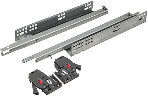 cyclingcolors 2x guida per cassetti a estrazione parziale nascosta con ferramenta binari scorrevoli mobile porta cucina bagno, lunghezza 550mm, 25kg, con ammortizzatore