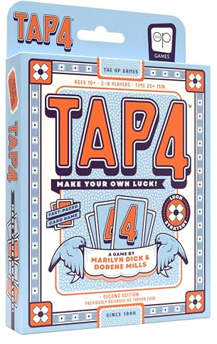Tap 4 Card Game, A Fun Fast-Paced & Easy to Learn Party Game for All Ages | Hand Shedding (Get rid of all your cards), 2nd Edition, 2-6 Players,Tap Cards Provide Advantages, Lowest Score Wins, Ages 8+