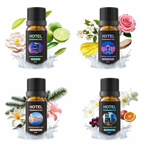 SHXMZS 4 x 20ml Hotel Essential Oils Set, Premium Luxury Aroma Oil Scented Oil for Diffuser for Home, Humidifier, Candle Making, Air Freshening