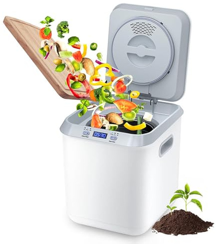 Smart Compost Bin 3.3L, Composter Elettrico Da Cucina Con Display LED, Modalità Smart One Touch E Pulizia Automatica, Bassa Rumorosità E Facile Pulizia, Riciclatore Alimentare Per Cucina Intern white
