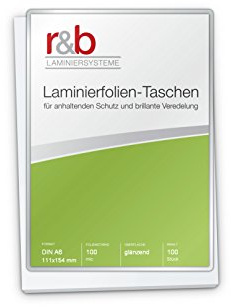 Laminierfolien A6 (111 x 154 mm), 2 x 100 mic, glänzend, Beutelware, 100 Stück