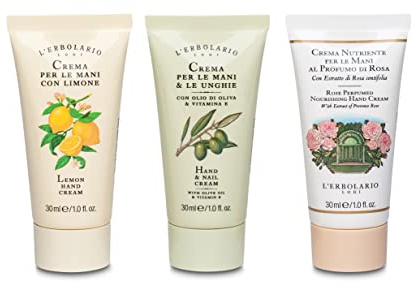 L'Erbolario Crema Mani Cofanetto Regalo Donna, Set Crema Mani Nutriente, Confezione Regalo, Confezione da Viaggio Formato: 3 x 30 ml