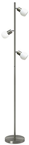 Trango 3-flammig LED Stehlampe incl. 3x 3 Stufen dimmbar LED Modul Leuchtmittel & 3x satiniertes Echtglas Lampenschirm TG1520 Stehleuchte, schwenkbar & drehbar Höhe: 170cm