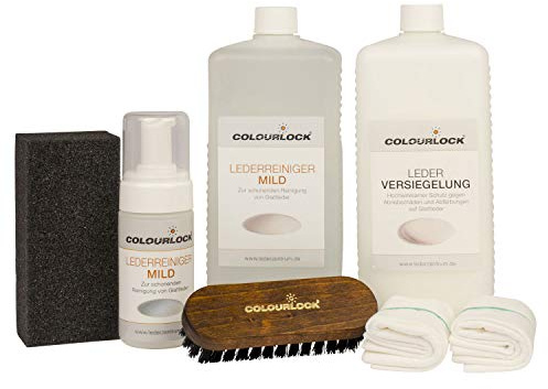 COLOURLOCK Neuleder Pflegeset Mild mit Leder Versiegelung 1l und Lederreiniger Mild 1l