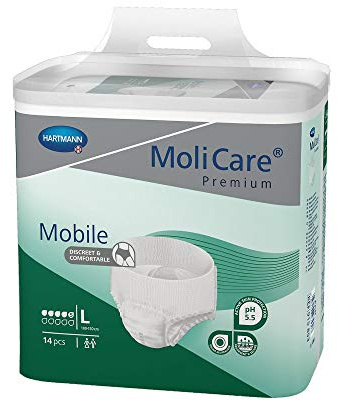 MoliCare Premium Mobile Einweg-Inkontinenzhosen: für Damen und Herren mit Inkontinenz; 5 Tropfen, Größe L, 4 Packungen mit je 14 Stück (56 Stück)
