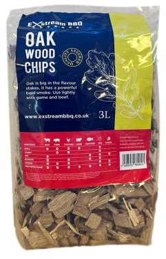 Exstream BBQ Barbecue Smoking Wood Chips food Smoke Oak 3L 100% Natural No Chemicals