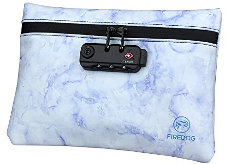 FIREDOG Smell Proof Bag with Combination Lock, 6x9 Odor Proof Pouch Case Container for Travel Stash Storage (Marble Purple)