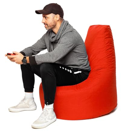 Patchhome Sillón gamer – 2 tamaños – 25 colores XXL – 80 cm de diámetro, 30 cm de altura del asiento, 90 cm de altura, color rojo