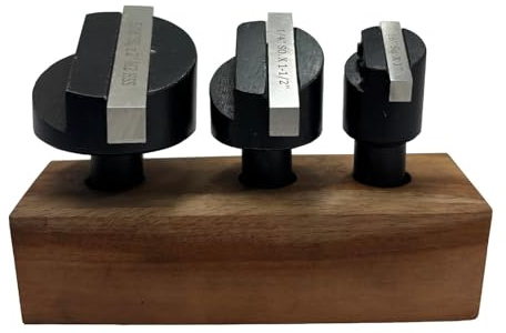 Assorts Set of 3 Fly Cutters for Milling Machines — Includes HSS Tool Bits (Multiple Shank Sizes) (1/2 Shank with HSS Tool Bit + Wooden Stand)