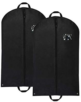 Ferocity 2 x Kleidersack Anzug kleiderhülle Abdeckung 120cm für Business Anzüge Kleider Mäntel für Lagerung und Reise, Mottensicher, faltbar und waschbar Shwarz [127]