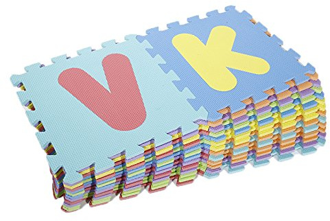 XUANYU Kinder Puzzlematte 36 Teile Spielmatte mit Buchstaben A-Z und Zahlen 0-9 Bodenschutzmatte Dicke 0,9 cm (30×30 cm/Teilige)