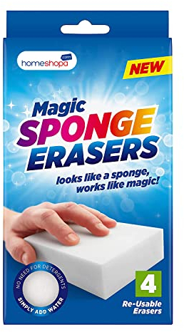 Magic Eraser Sponge, Melamine Cleaning Pad for Kitchen Household Cleaning, Chemical Free Cleaner Pads, Multi Surface Power Scrubber Foam Pads, Wipes Dirt Stain Grime & Marks from Most Surfaces (4)