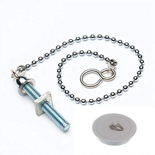 One Stop DIY Chaîne à billes pour lavabo et baignoire Chromé 450 mm avec bouchon blanc 45 mm