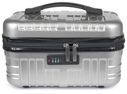 KINSTON Hartschalen Vanity Case PC/ABS – Kosmetikkoffer mit Zahlenschloss – Reisetäschchen mit Reißverschlussfach & Netzfach – Stoßfest