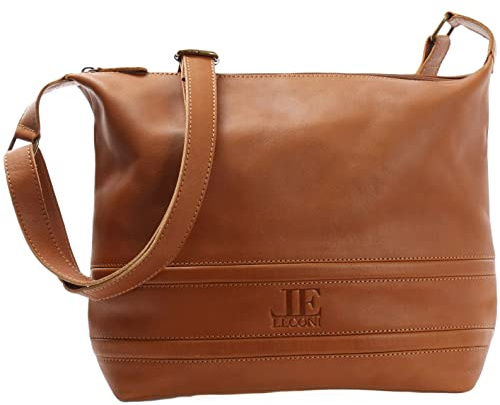 LECONI Schultertasche Damentasche Umhängetasche natur weiche Ledertasche Handtasche Damen Leder 33x28x10cm LE0064