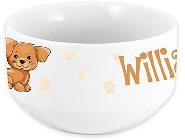 Bol enfant personnalisable – Ajoutez le prénom | Cadeau original | 720mL | Plusieurs motifs | Céramique (Chien)