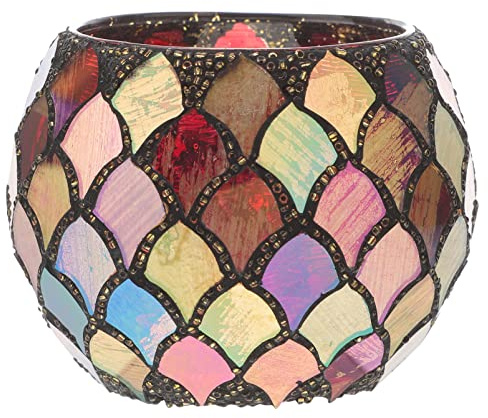 OSALADI Votivo Candelador Decorativo Velor Decorativo Vidriz Caballar Candelador Mosaico Centro de Velas Centro de Vidrio Mosaic