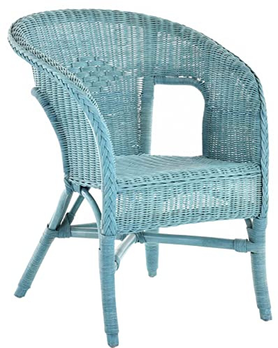 Rattan-Sessel/Stapelsessel Bella in der Farbe Blau aus Natur-Rattan Flechtsessel Korbsessel …