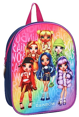 Rainbow High Sparkle Club Ruby Poppy Sunny Jade Skyler Violet - Zainetto per bambini | Scuola | Asilo - dimensioni 29x22x9cm