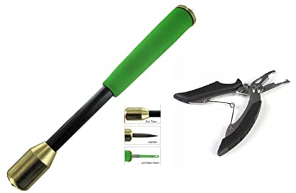 blntackle76 Set fiskdödare robust med mässingshuvud fiskbedövare Priest 3-i-1 med blad och krokborttagare rostfritt fiskekniv från Jenzi + gratis fisksax