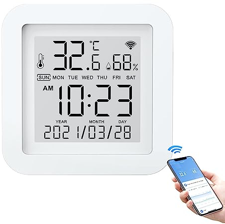 POFET Sensore di Temperatura Wi-Fi Termometro Wireless Termometro Digitale Supporto igrometro Controllo App Mobile Assistente vocale