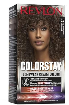 Revlon ColorStay - Coloration Permanente - Coloration Cheveux Longue Tenue - Couvre 100% des cheveux blancs - Jusqu’à 8 semaines - Huile de Macadamia et de Beurre de Murumuru - N5.12 Châtain Glacé