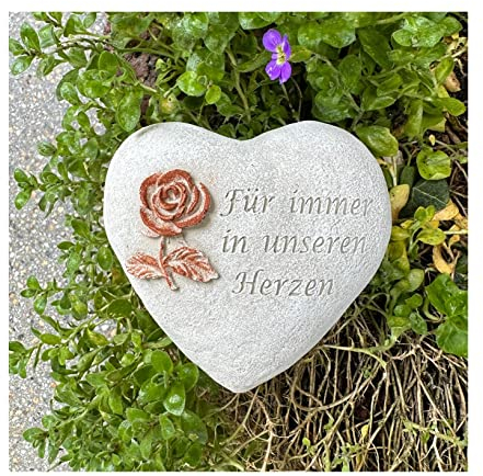 Grabherz Grabschmuck Grab Herz Spruch - Für Immer in unseren Herzen - ca.500g Rose Rost