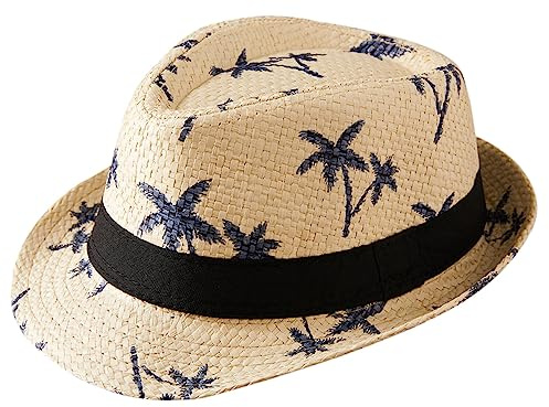 Maeau Halmhatt flicka pojke 0–3 år gammal, andningsbar solhatt för strand/resor, sommar anti-UV Panamahatt, cowboy jazzhatt, huvudomkrets: 54 cm, Beige färg, One Size