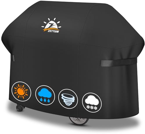 Zettum Grillabdeckung 170 cm - 7108 Grill Abdeckung für Weber Summit 400 Series Gas Grill Heavy Duty, PU abdeckhaube für Weber Summit 470, 420, 2022 Genesis S-325s, E-325s (170 L x 68 W x 119 H cm)