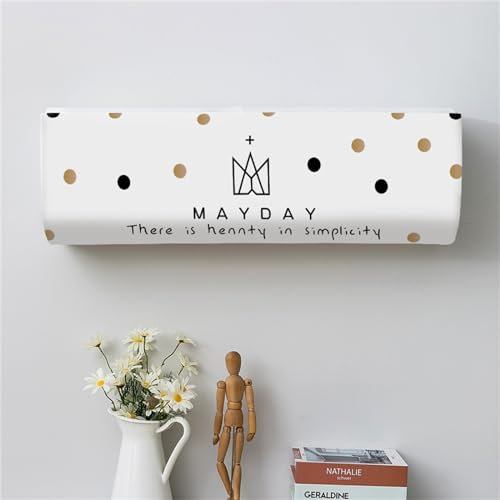 Treer Housse de Protection Climatiseur Interieur, Housse de Climatiseur à Fixation Murale Housse de Protection Anti-Poussière Élastique pour Climatisation (Couronne d'or Noire,1P)