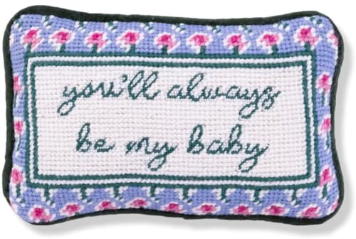 FURBISH Needlepoint Decorative Throw Pillow - Be My Baby - 5 x 8 - Mini Embroidered Accent Pillow for Bed, Chair, Couch, Sofa - Eclectic Home Decor
