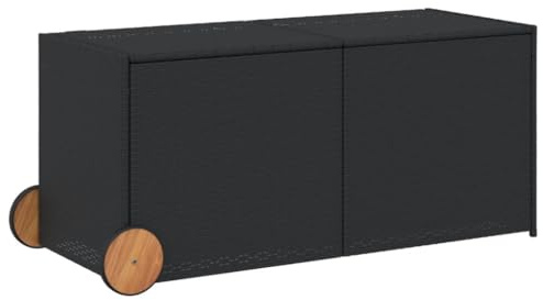 vidaXL Gartentruhe mit Rollen Schwarz 283L Poly Rattan