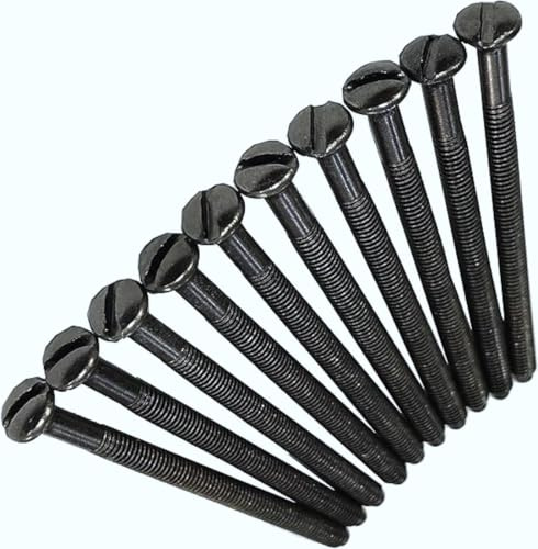 Pack of 10 Electrical Screws 50mm X 3.5mm Black Nickel Long Socket Screw Switch Plugs Fixings Raised Slotted Head