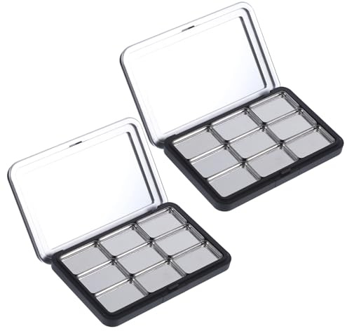 Healeved Palette di ombretti magnetici, 2 custodie fai da te per ombretti, piccola scatola con specchio e 18 vaschette interne, per riporre ombretti, rossetti, fard, evidenziatori, palette di trucco