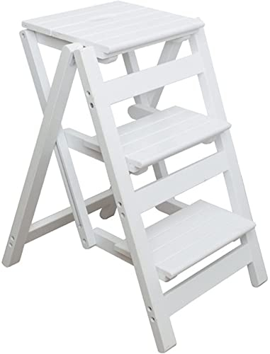 Kletterhocker für den Innenbereich, Tritthocker aus Hartholz, Tritthocker für Erwachsene, 3 Stufen, multifunktionaler Haushaltsleiterstuhl, zusammenklappbarer Holzbibliotheks-Trittleiter-Pfl