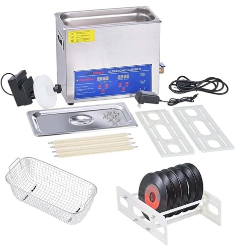 6.5L Vinyl Record Ultrasonic Cleaner with Records Bracket 1-6 Records Per Batch Raising,40kHZ 180W Table top ultrasonic Cleaner