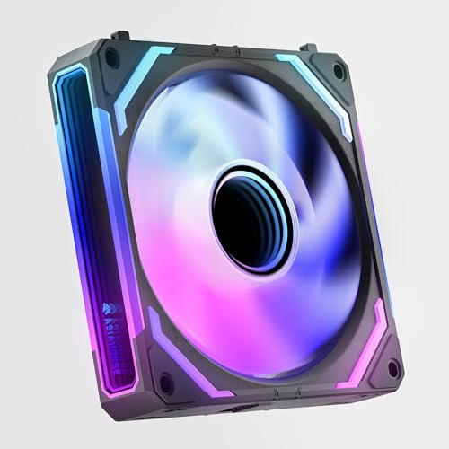 AsiaHorse COSMIQ RGB PC Lüfter 120MM Gehäuselüfter, ARGB Daisy Chain PC Lüfter [Infinity Mirror] [FDB] 2000 RPM/68,5 CFM/24 LEDS 4 Pin PWN & 5V 3Pin ARGB mit Controller. Schwarz