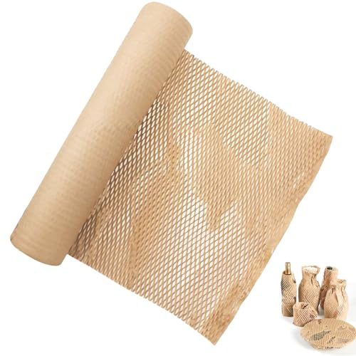 Wabenpapier Verpackungsmaterial, Wabenpapier Rolle 30 cm x 30 M, Füllmaterial Verpackung, Braunes Wabenpapier, Kraftpapier Rolle,für Verpackung Lagerung und Versand Geschirr, Porzellan, Tassen